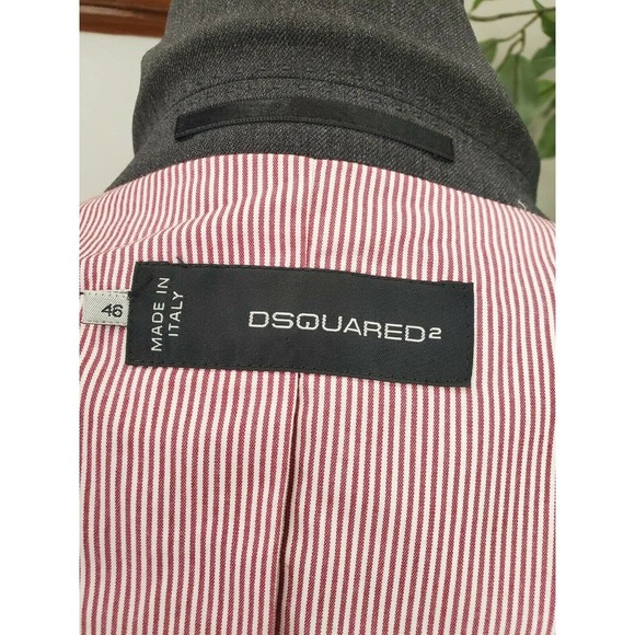 Dsquared2 Women's Solid Gray Wool Long Sleeve Single Breasted Blazer Size 46 - Picture 8 of 12